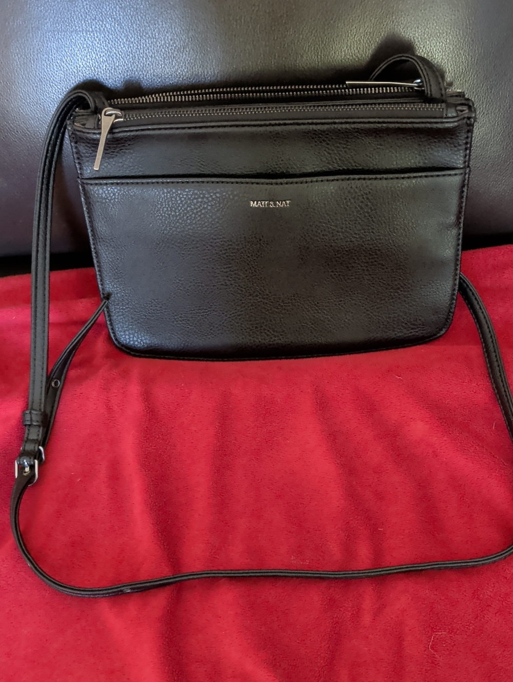 Matt & Nat Black Vegan Leather Crossbody with Front Pocket